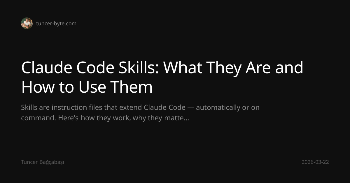 Claude Code Skills: What They Are and How to Use Them — Tuncer Bağçabaşı