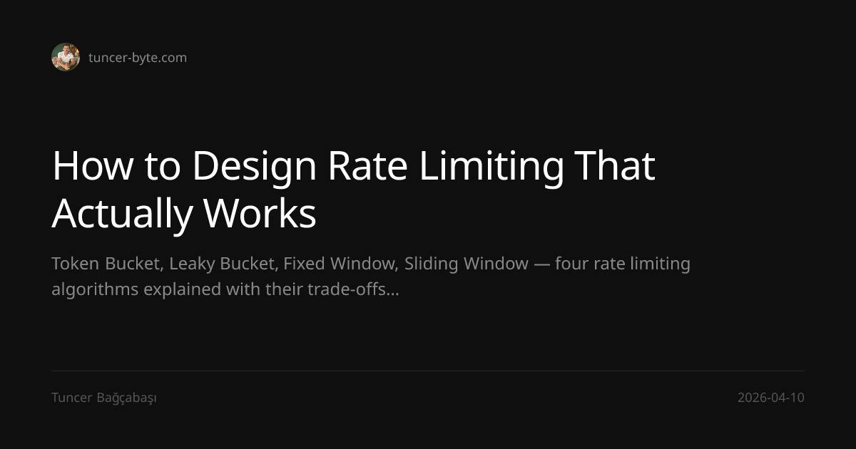 How to Design Rate Limiting That Actually Works — Tuncer Bağçabaşı
